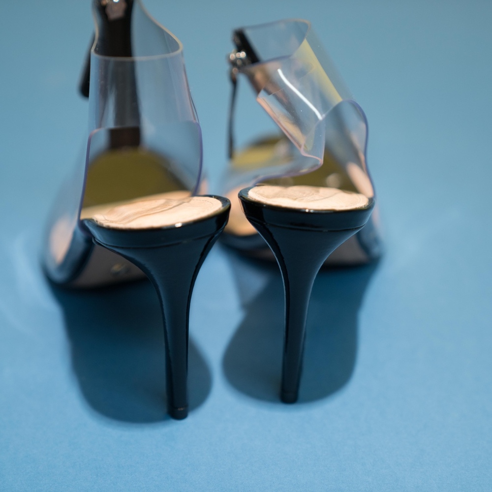Anthropologie Vicenza Slip On Clear Black Pumps - Picture 7 of 8
